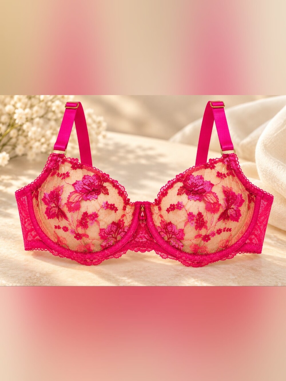 Honey Birdette Pink Lace Underwire Bra